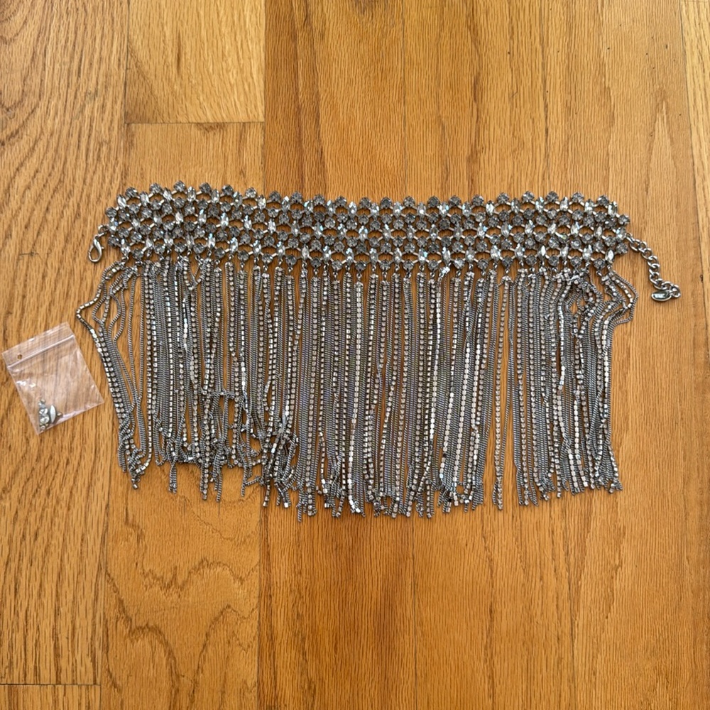 FRINGED JEWEL CHOKER NECKLACE